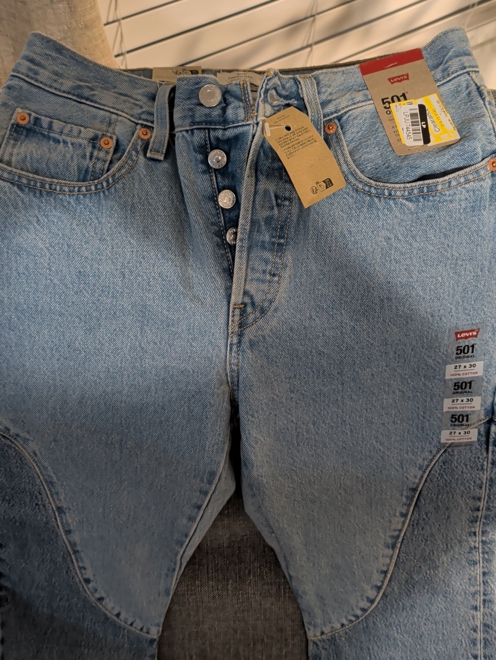 Levi's Light Wash Straight-Leg 501 Button-Fly Jeans